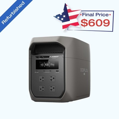 EcoFlow 2048Wh 2400W LFP Portable DELTA 3 Max Power Station Backup Refurbished