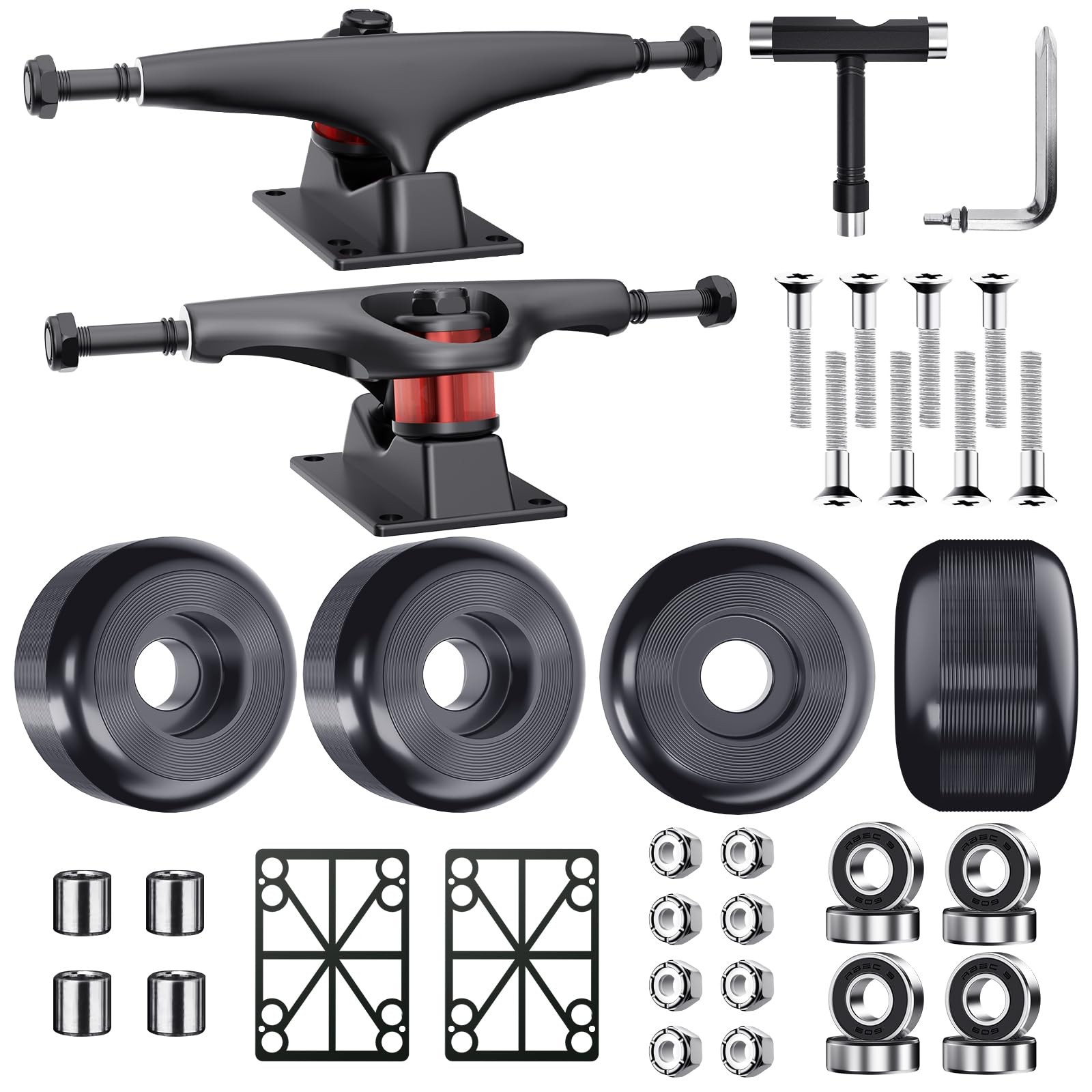 Trucks7.75&ndash;8" Deck, 52mm Wheels, Abec-9 Bearings, Hardware Tool Combo