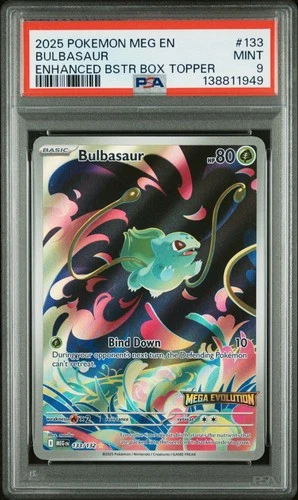 2025 POKEMON MEG EN-MEGA EVOLUTION ENHANCED BOOSTER BOX TOPPER BULBASAUR PSA 9