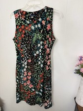 Tommy Hilfiger Floral Dress Womens 4 Sleeveless Fit Flare Stretch Travelers Knit