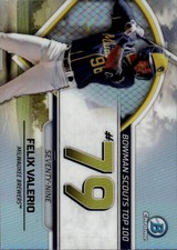 2023 Bowman Felix Valerio #BTP-79 Bowman Scouts Top 100 Milwaukee Brewers 3C