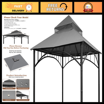 Replacement Roof for Target Madaga Gazebo Model L-GZ136PST - Grey Canopy Cover