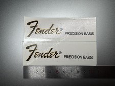 2Pcs For Fender PRECISION BASS Guitars Headstock Waterslide Decals Metallic Ink