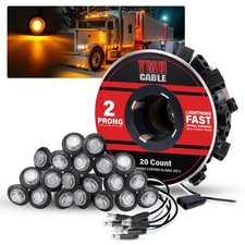 TMH 20 Pcs of 3/4 Inch Side Marker Clear Lens Amber Lights with Connector Plu...