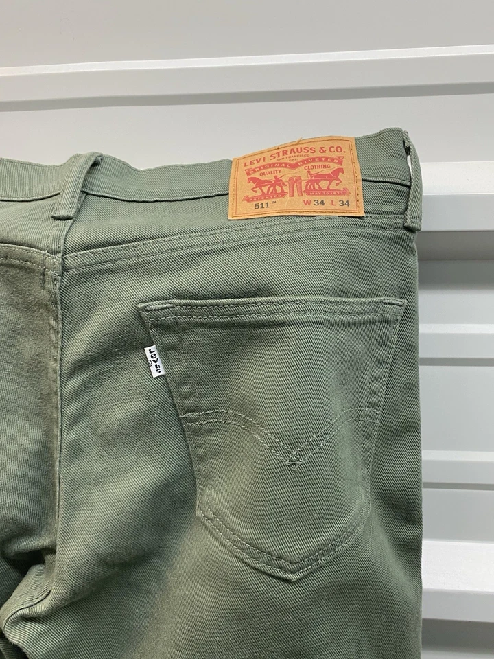 Jeans Levi 511 Olive para hombre 34x34 ajustados elásticos denim suave Foto 2 de 3