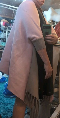 Woman's Reversible Shrug Taupe Pink 3/4 Sleeve 100% Cashmere NWT - Picture 11 of 11