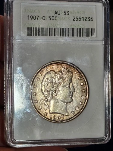 1907 O Barber Half Dollar 50c ANACS AU53 "Soapbox" Toned #2551236