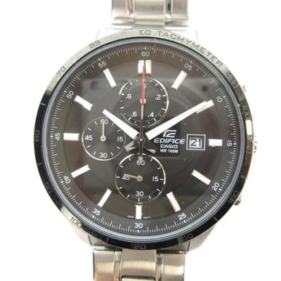 CASIO EFR-512 Watch Quartz Chronograph Date Calendar Black Dial Silver Tone