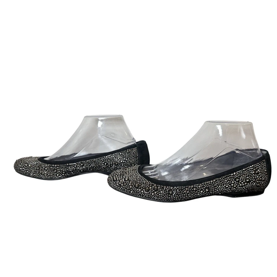 Zapatos planos de ballet Stuart Weitzman Cia Nubeads negros de gamuza con tachuelas para mujer 8,5 Foto 2 de 4
