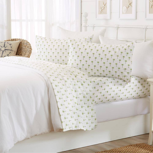 4-Piece Ultra Soft Coastal Printed Palm Tree Microfiber Twin Sheet Set - Picture 3 of 4