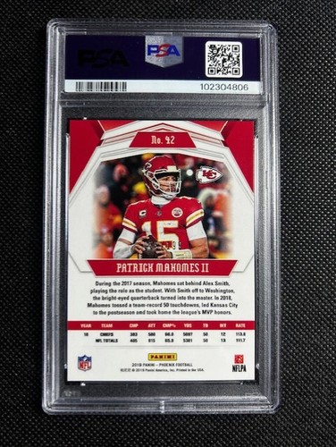 2019 Panini Phoenix #42 Pink Refractor /199 PATRICK MAHOMES II PSA 9 MINT - Picture 2 of 3