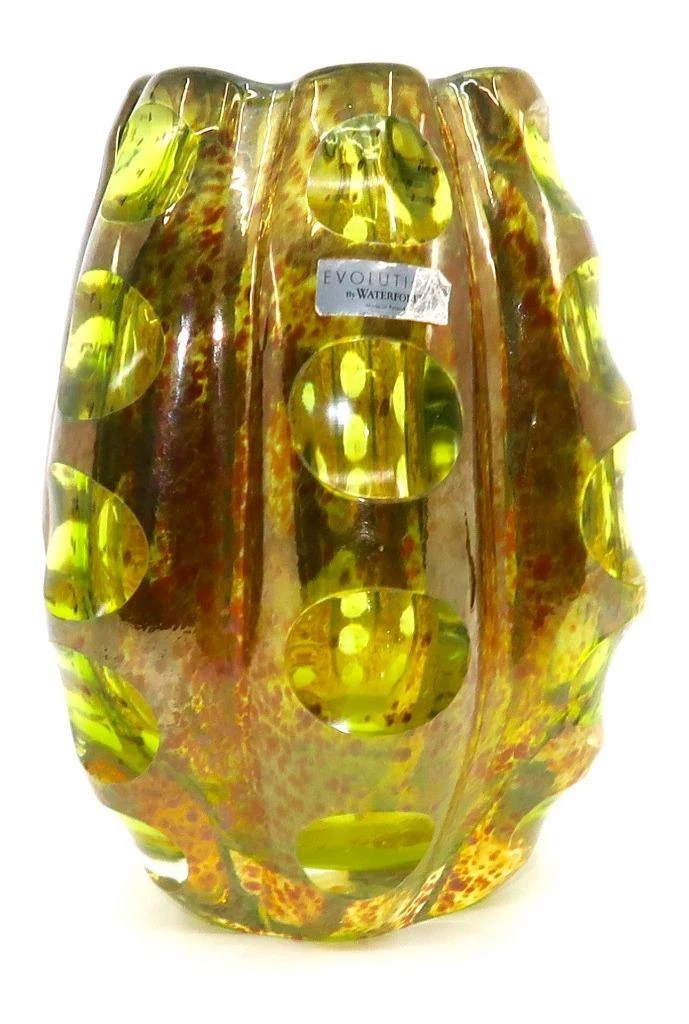 Waterford Crystal EVOLUTION Modern Iridescent Olive Green Cut Vase, 7 3/4"
Opens in a new window or