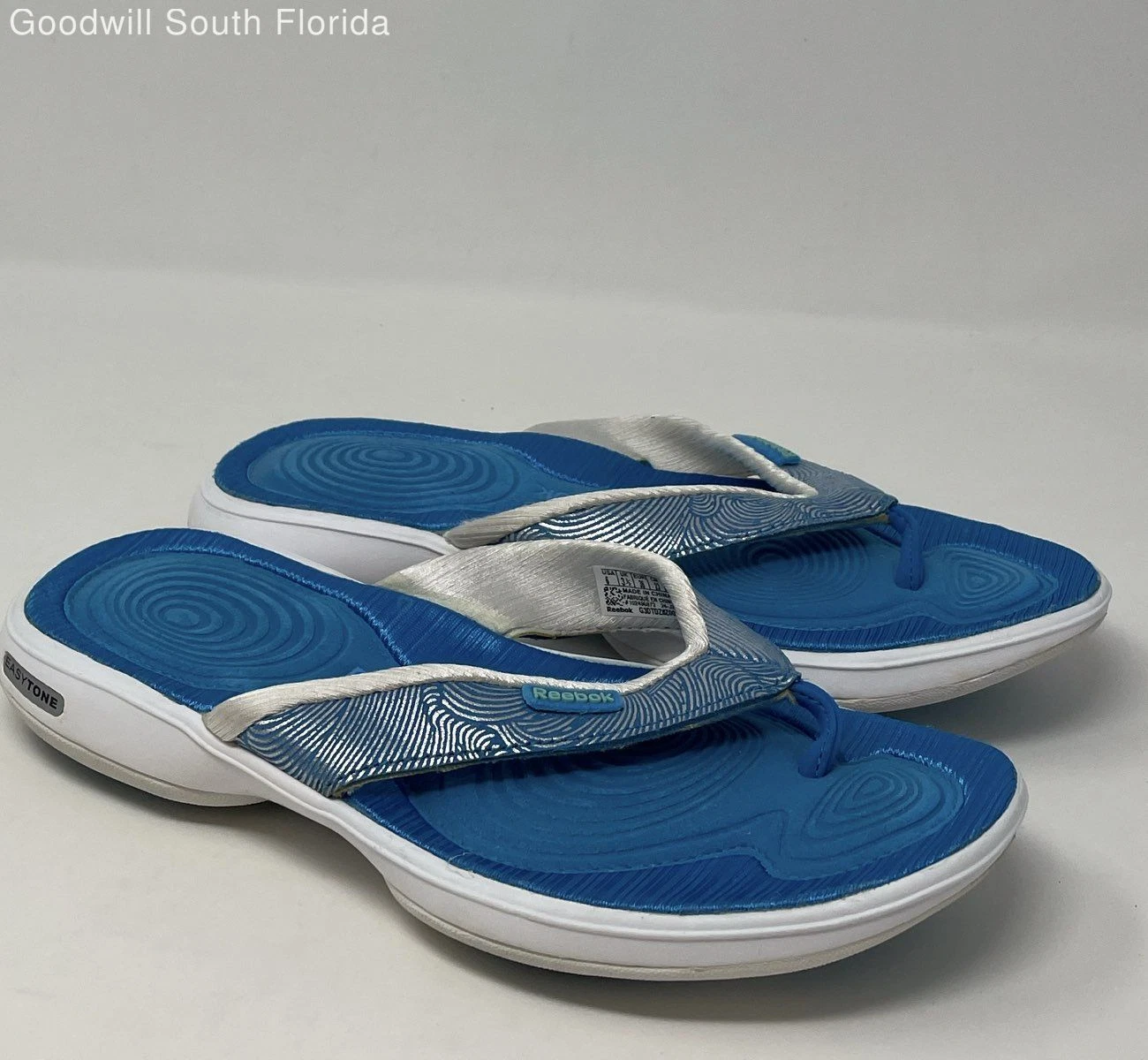 Sandali infradito Reebok donna Easytone 24 J22107 blu bianco punta aperta taglia 6