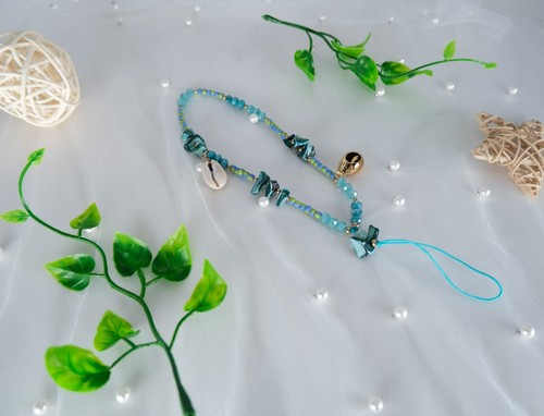 Handmade Shell Beaded Phone Charm Accessories Blue Boho Phone Charm Beaded USA - 第 5/11 張圖片