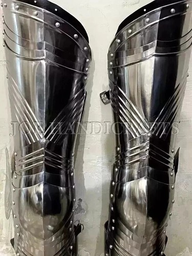 Medieval Gothic Leg Armor Steel knight Greaves Crusader SCA LARP Armour Costume - Picture 5 of 7