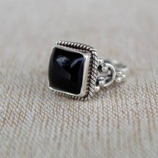 Black Onyx Solid 925 Sterling Silver Beautiful Statement Gift Ring, All Size M91
