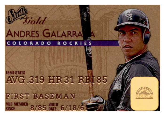 1995 Studio #42 Andres Galarraga Studio Gold Gold Near mint or better
