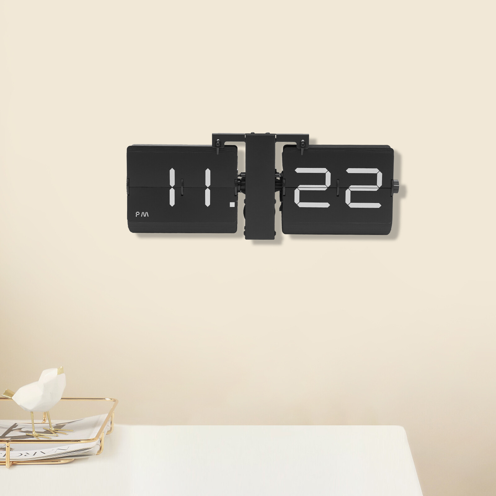 Digital Wall Clock with AM/PM Display - 12-Hour Tabletop Flip Design-image