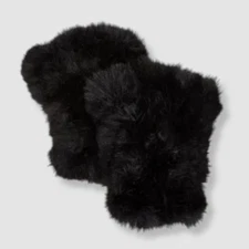 $185 Surell Womens Black Faux Fur Knitted Fingerless Mittens Size OS