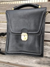 Texier Crossbody Black Leather Bag Unisex Adjustable Strap Made In France