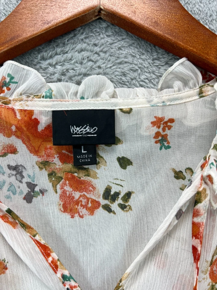 Blusa Mossimo Boho Feminina Grande Bege Floral Transparente Sem Mangas Feminina - Imagem 3 de 4