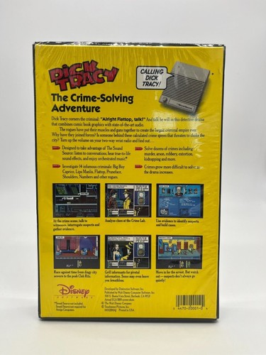 RARE DICK TRACY Disney PC Detective Adventure Game 5.25" Floppy in Box SEALED!!! - Picture 2 of 9