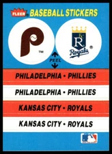 Philadelphia Phillies / Kansas City Royals Team Sticker Card1987 Fleer #NNO