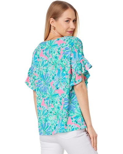 Lilly Pulitzer Women's (XXS) Darlah Lileeze Top in Soleil Pink Good Hare Day - Picture 4 of 11