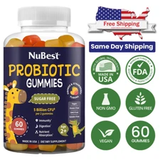 NuBest Probiotic Gummies – Sugar-Free Digestive Support – 60 Vegan Gummies