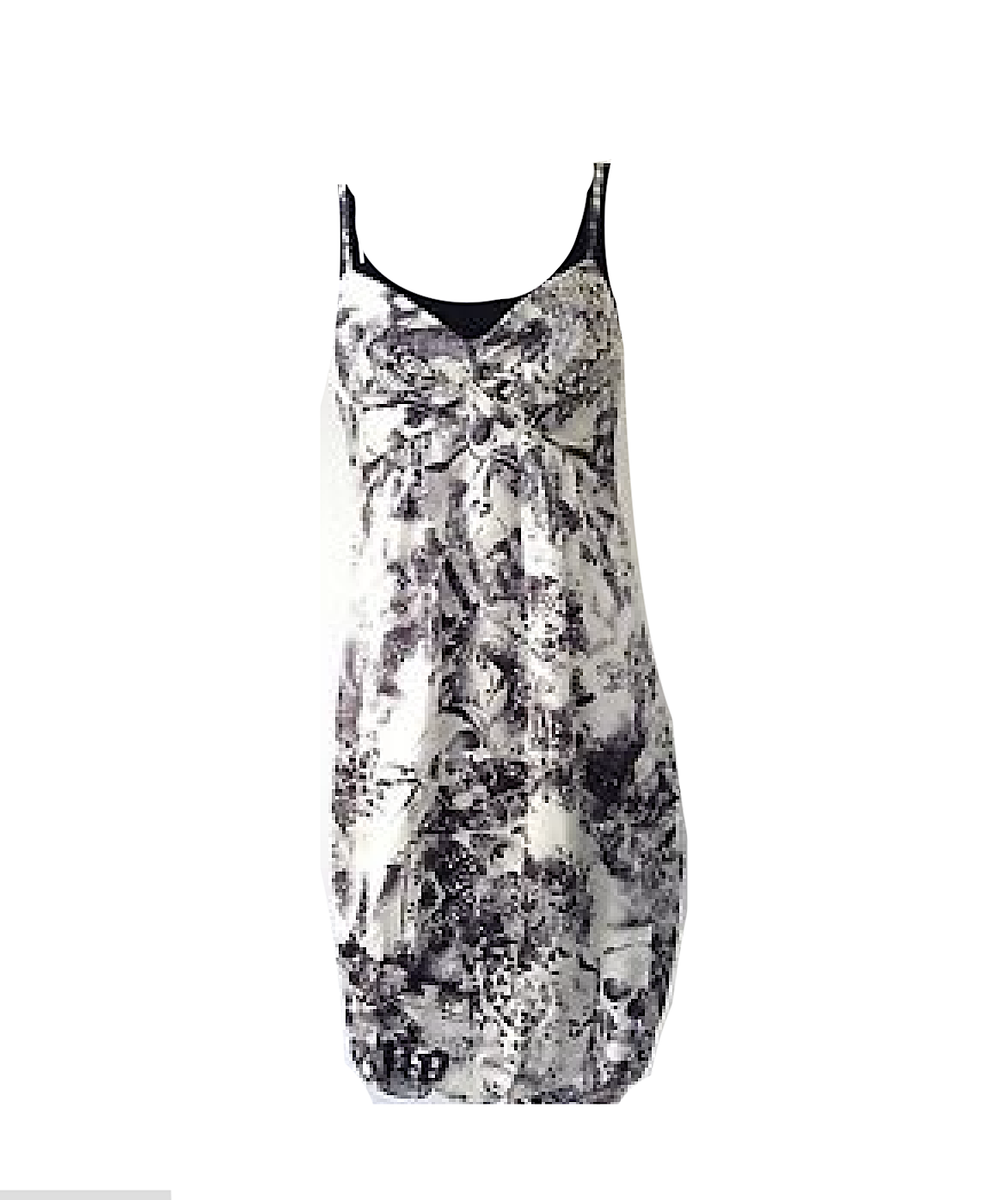 John Galliano Black & White Silk Mini Dress Size 26/40 | eBay