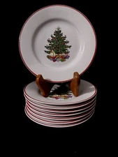 *NEW (8) Pcs. CUTHBERTSON (8) 6.25" Bread Plates Christmas Tree Stoneware