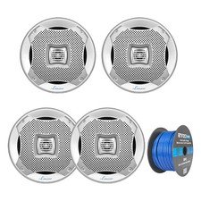 Lanzar AQ5CXS 5.25" Marine 2 Way 400 Watt Silver Speakers, 16G 50Ft Speaker Wire