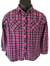 Legendary Whitetails Original Deer Gear Shirt Women's Medium Pink Black Plaid