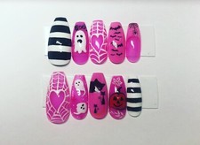 Pink Halloween press on nails