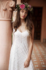 Everly Floral Lace Fit and Flare Dress Pink