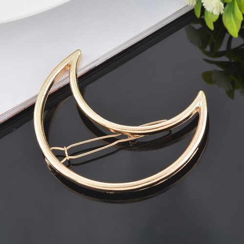 1PC Fashion Women Girls Gold Plated Hollow Out Crescent Moon Hair Clip Hairpin - Picture 3 of 4