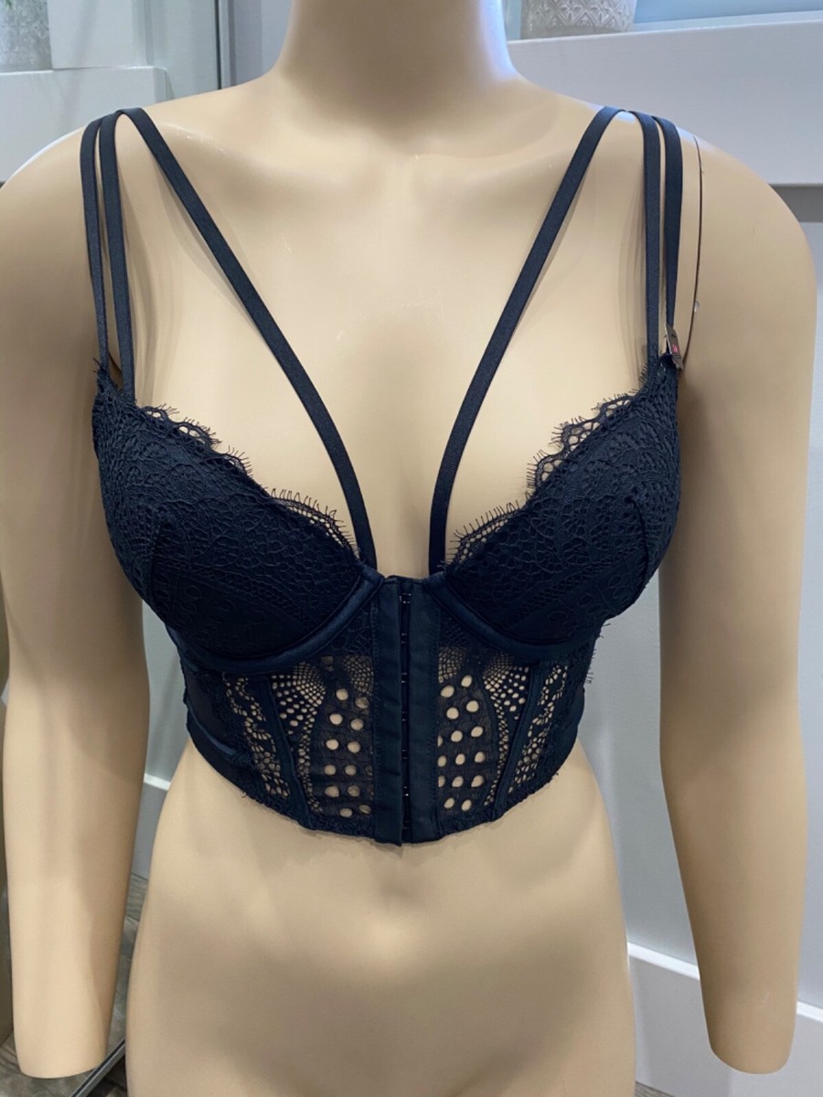 La Senza Black Sexy Strappy Bustier Bra NWT Size Small | eBay