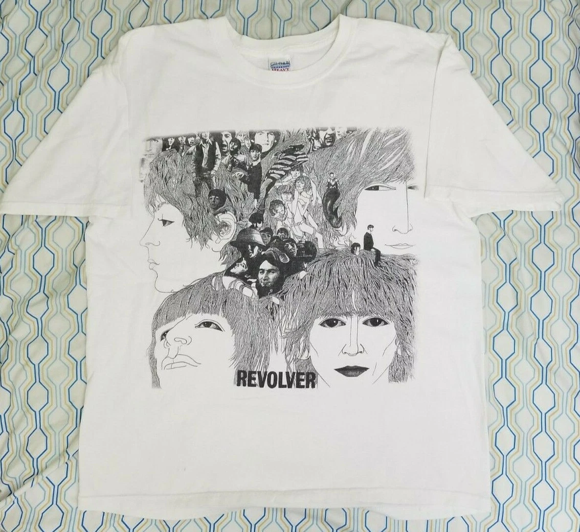 Vintage 90s 1998 Beatles Revolver Album T Shirt Band White Club Apple Corp  XL