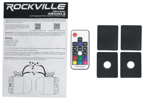 (2) Rockville WB50KLS BLACK 5.25" 250w Metal Marine Wakeboard LED Tower Speakers - Picture 8 of 9