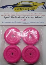 Lightly Lathed  polished Pink pinewood derby Speed Wheels