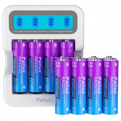 Pallus 1,5V AA Lithium Akku Batterie 3500mWh AA Akkus Wiederaufladbare für Blink