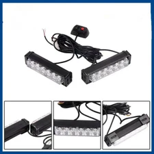 Pair of White Car LED Strobe Lights (HS69)Warning Flashing Emergency Lamp 2 In 1