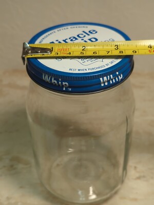 Vintage 70's Glass Jar Kraft Miracle Whip Salad Dressing with Blue