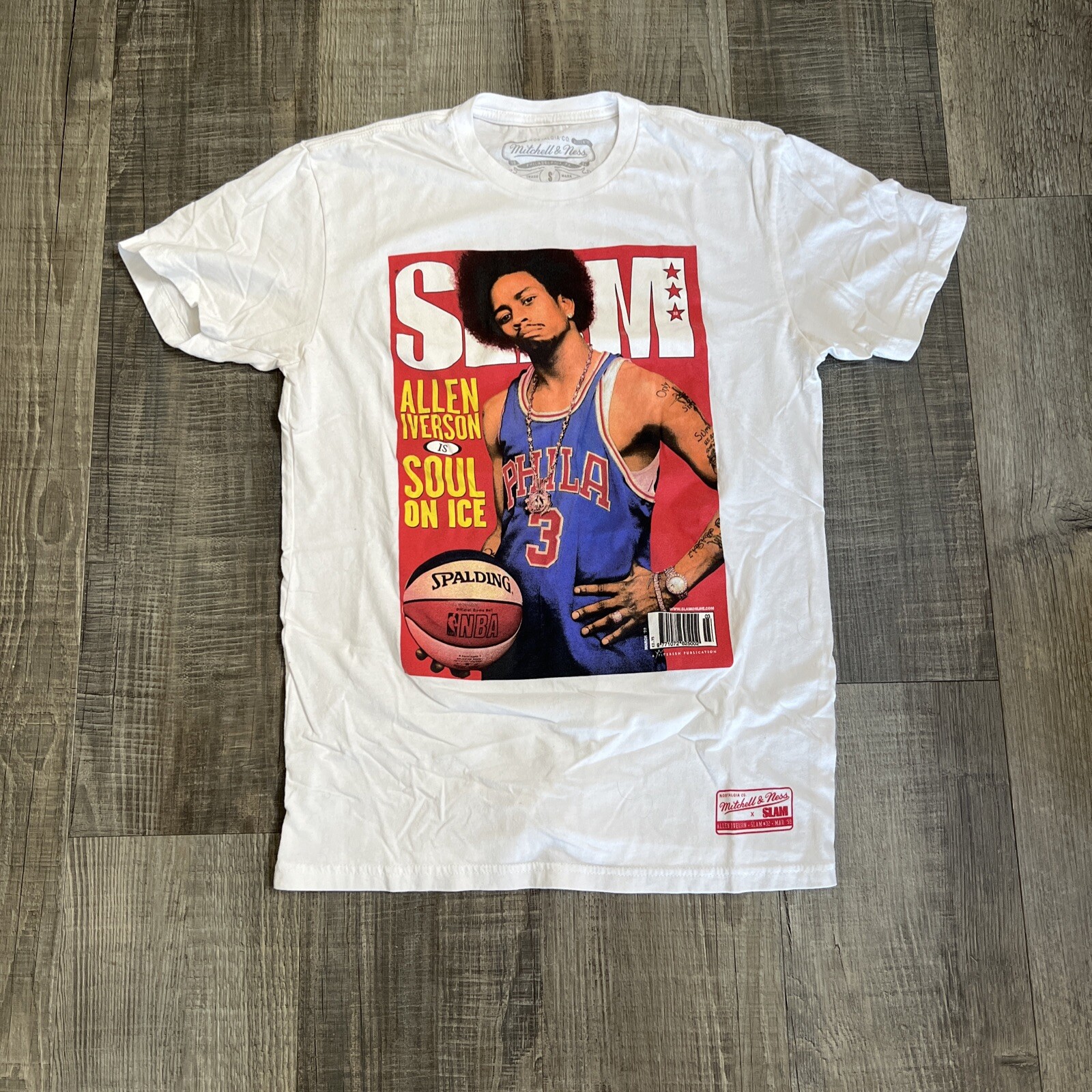 Mitchell Ness SLAM Allen Iverson NBA White T-shirt Men's Small