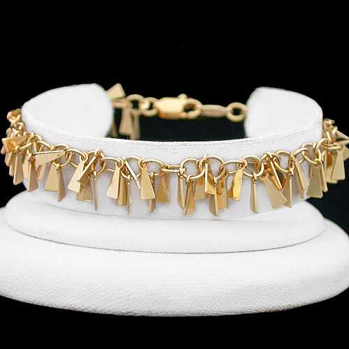 11" Ladies Dangling CHARM 14k Gold GL FOOT CHAIN Fashion Anklet LIFE GUARANTEE - Picture 1 of 7