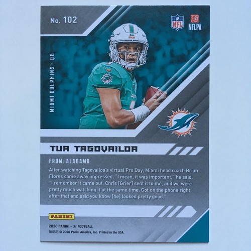 2020 Panini XR Tua Tagovailoa Orange 10/99 Rookie Card 102 Miami Dolphins - Picture 2 of 10