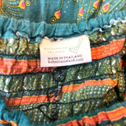 Bohemian Island Pants Kids Small Harem Pants Green Hippie Bohemian Baggie Floral - Picture 6 of 6