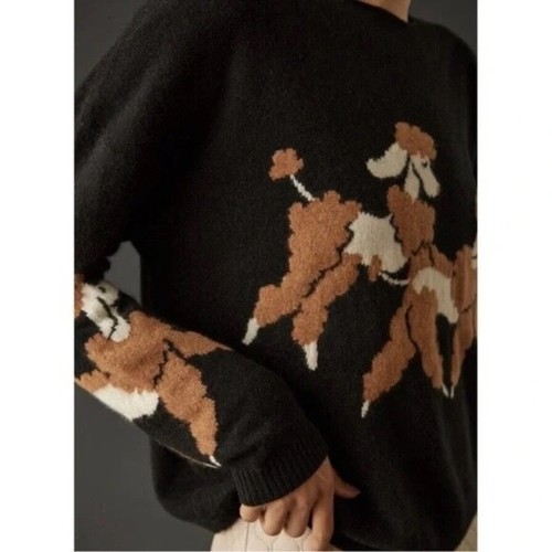 Anthropologie Maeve Poodles 100% Cashmere Intarsia Sweater XXS - Picture 2 of 8