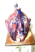 billy joe craven face jug pottery, folk art, pottery 11''x8''