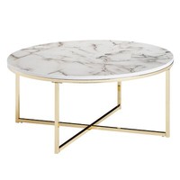 Finebuy Design Couchtisch Marmor Optik Weiß Wohnzimmertisch Ø 80 Cm Tisch Rund